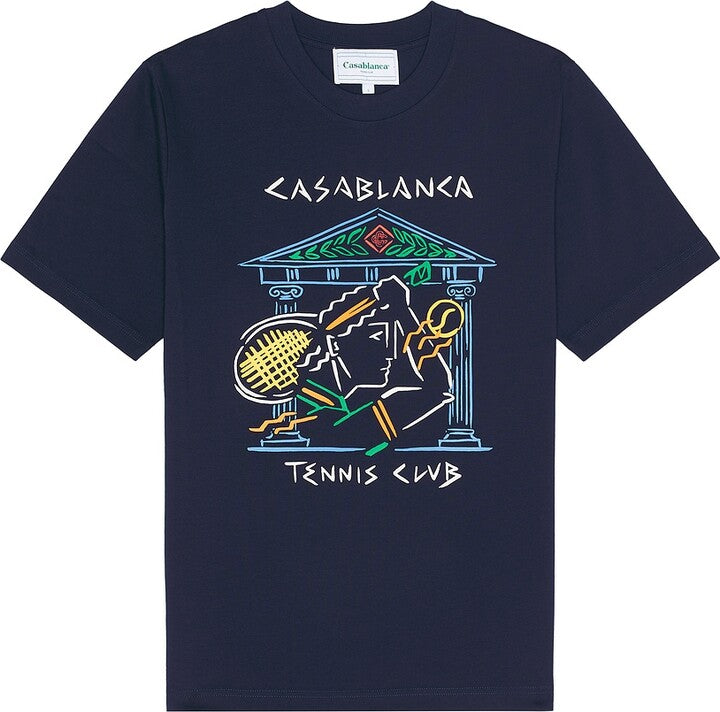 Casablanca Crayon Temple Tennis Club T-Shirt Navy