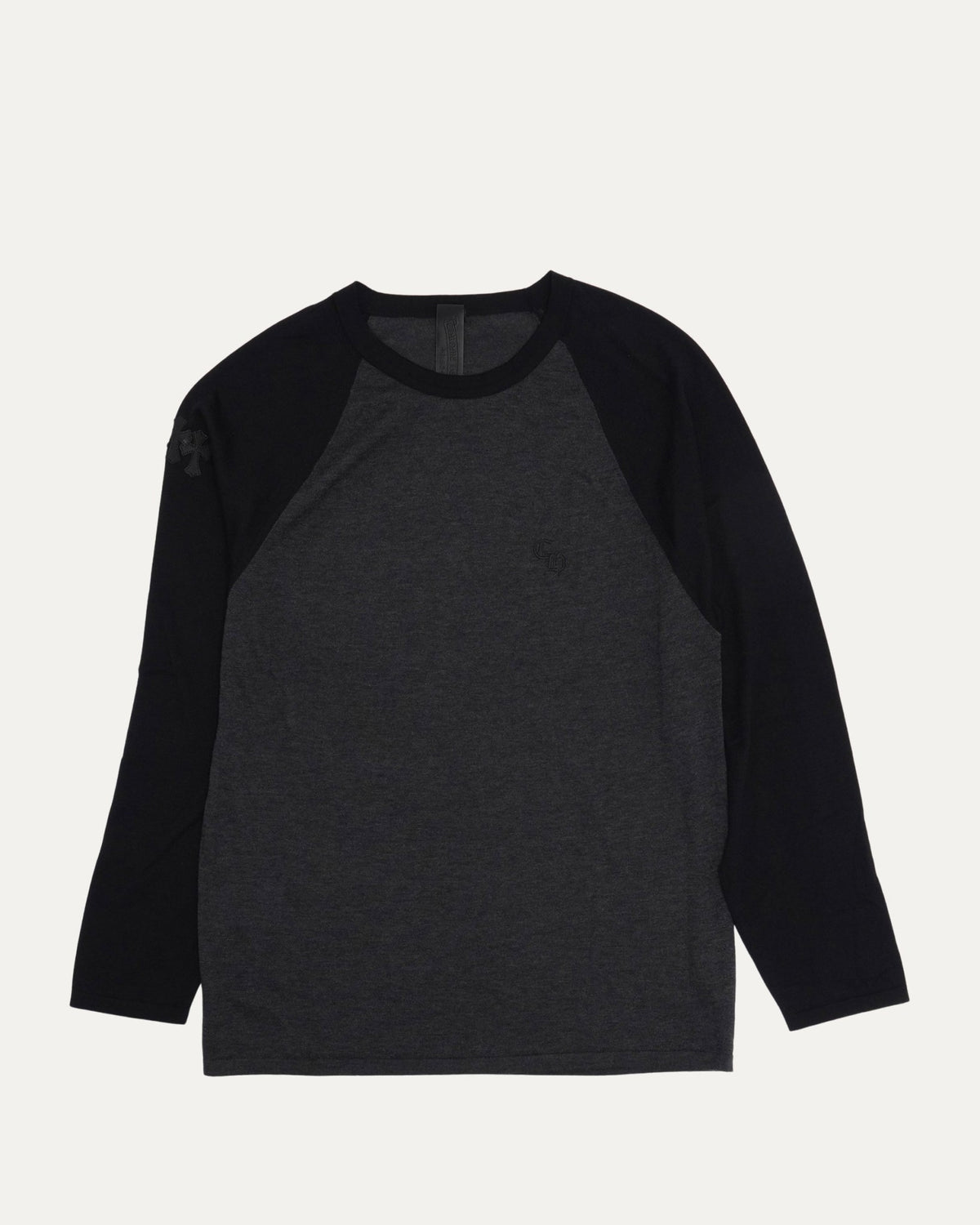 Chrome Hearts Silk Blend Cross Patch Long Sleeve Raglan T-Shirt