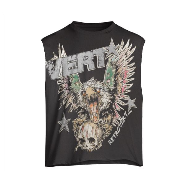 Retrovert Grey Falcon Skull Cut-Off Tee