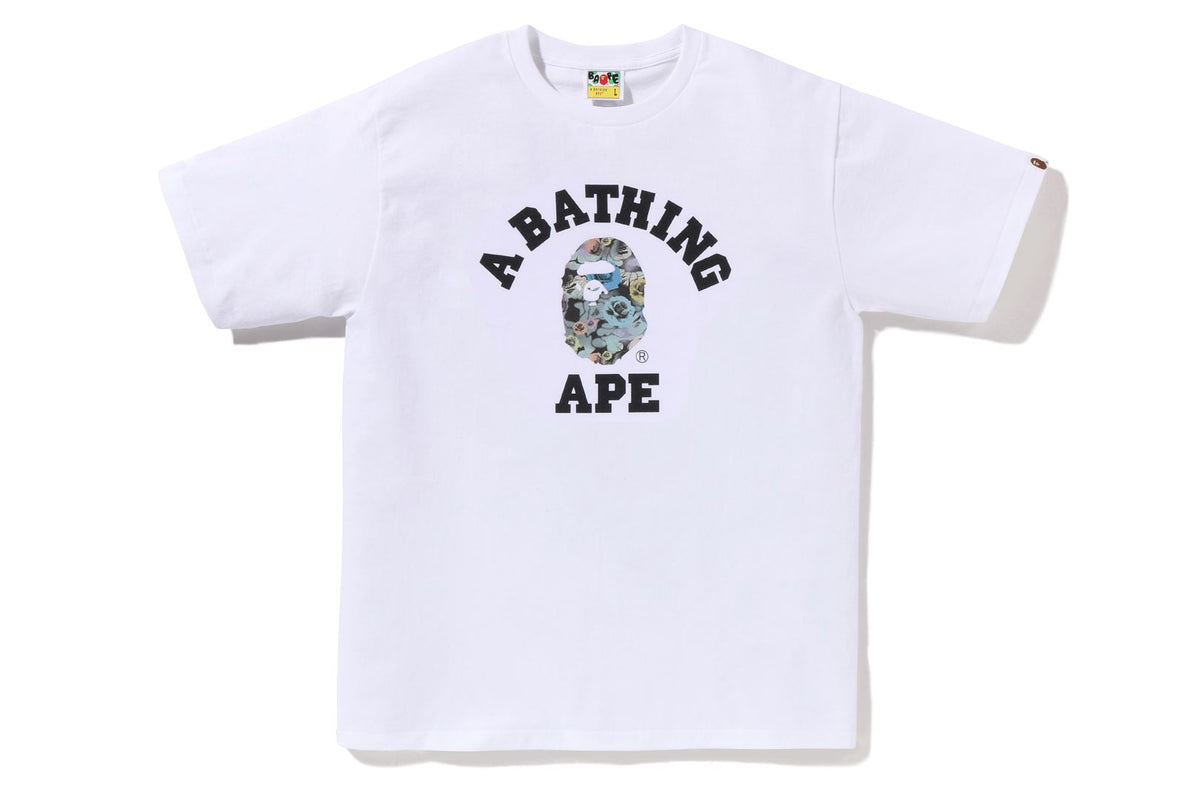 BAPE White Floral Camo College T-shirt