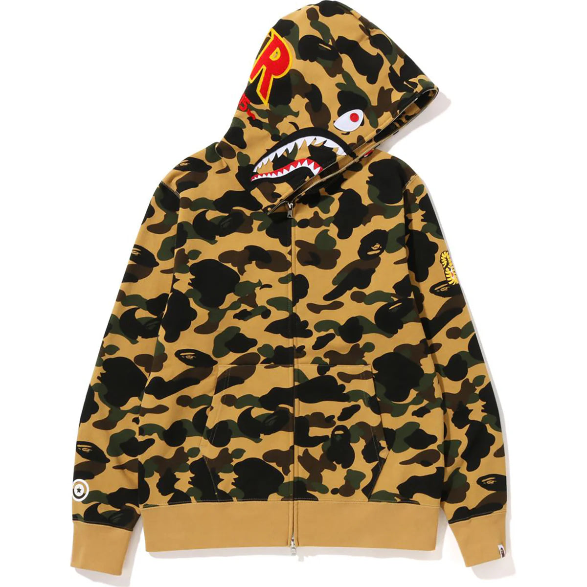 BAPE 1st Camo 2nd Shark Full Zip Hoodie Yellow