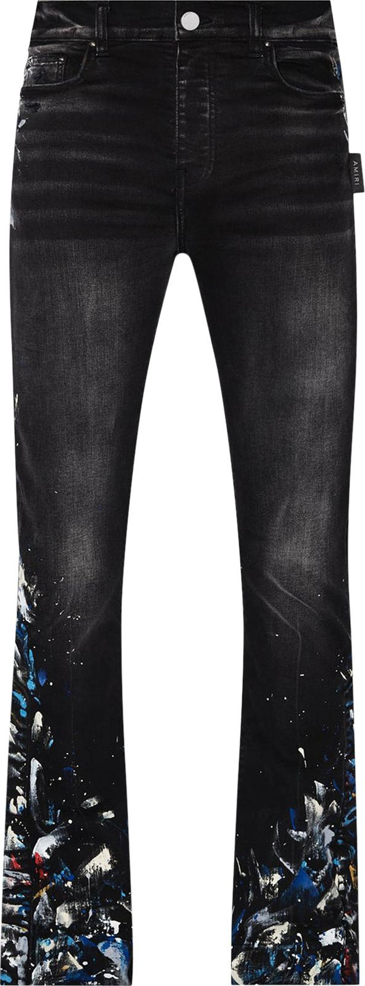 AMIRI Paint Spatter Flared Jeans Aged Black