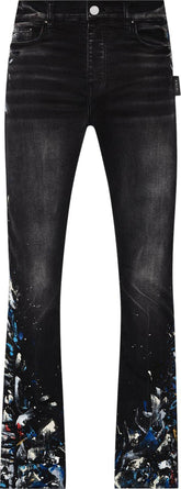 AMIRI Paint Spatter Flared Jeans Aged Black