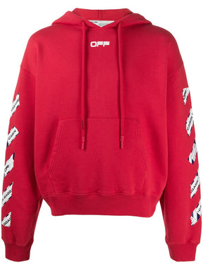 Off-White Airport Tape Arrows Diag Hoodie Red