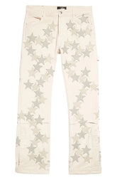 AMIRI Leather Star Chemist Jeans Alabaster