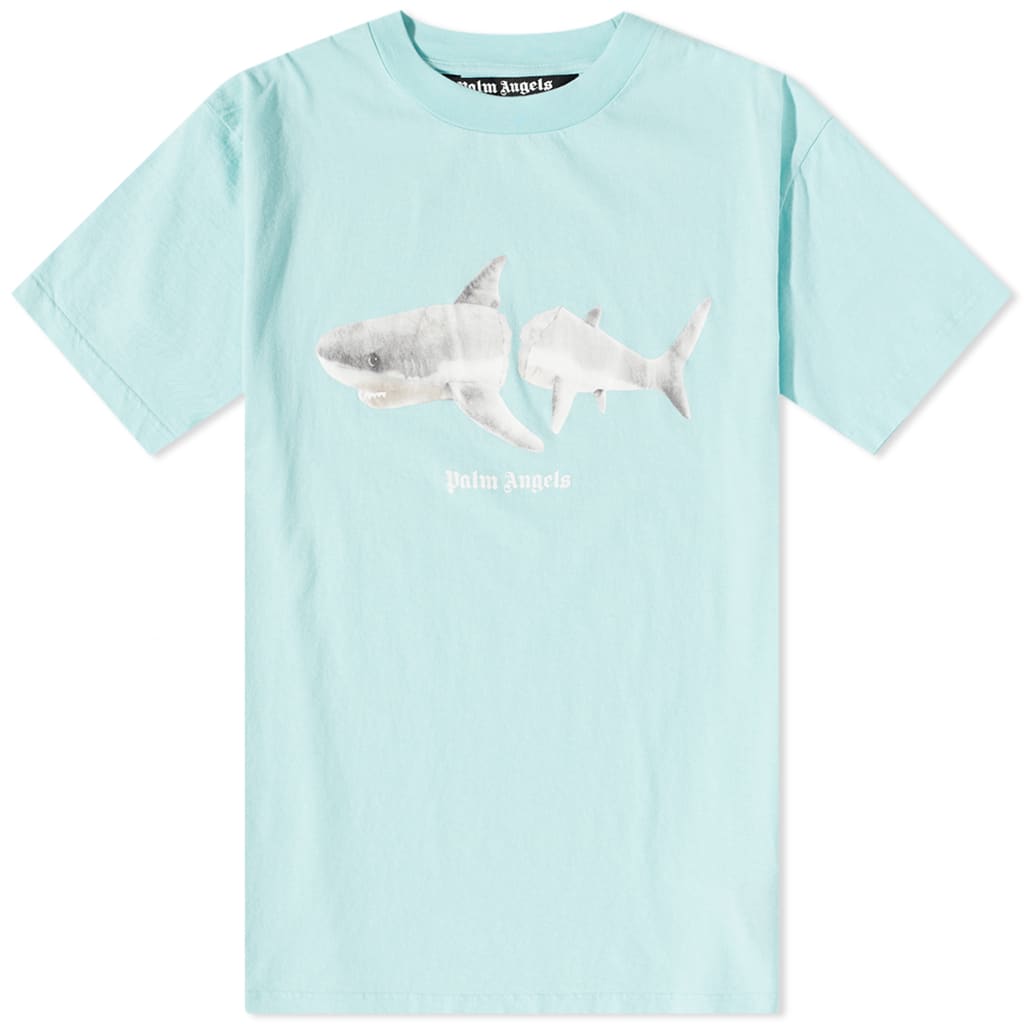 Palm Angels White Shark Classic Tee Light Blue/White