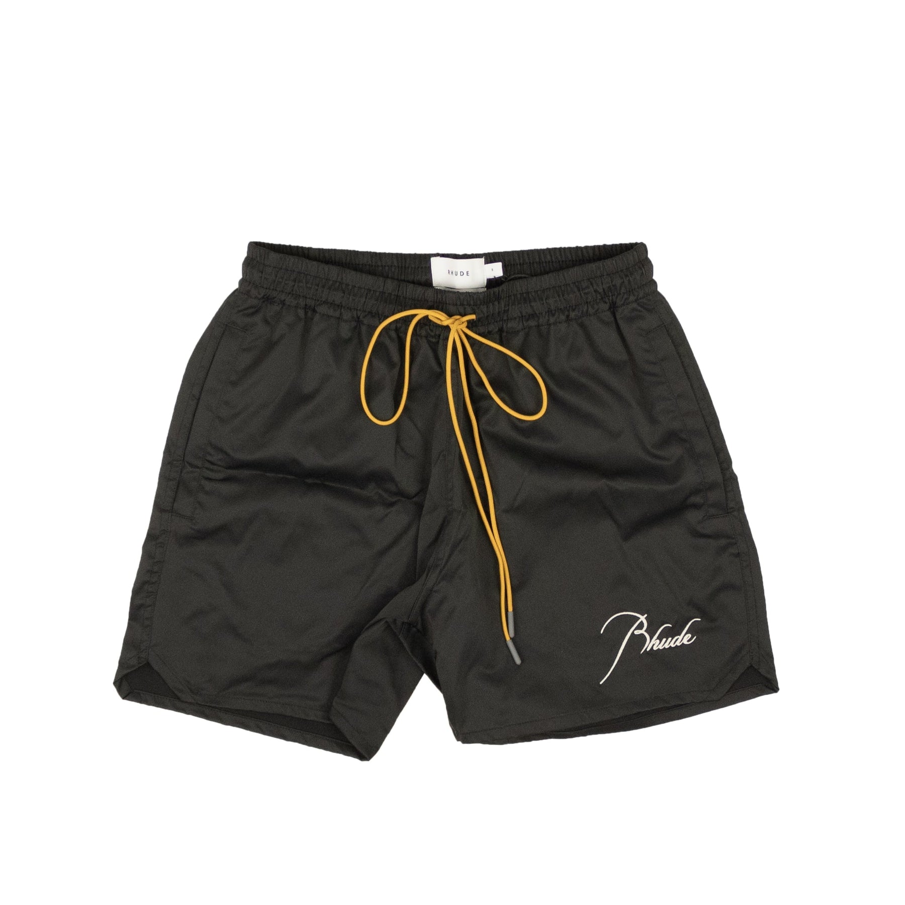 Rhude Black Polyester Embroidered Logo Swim Trunks