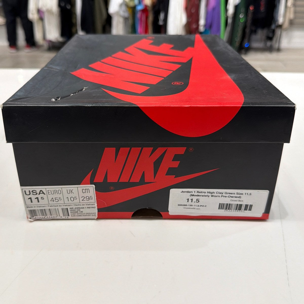 Jordan 1 Retro High Clay Green Size 11.5 (Moderately Worn Pre-Owned)
