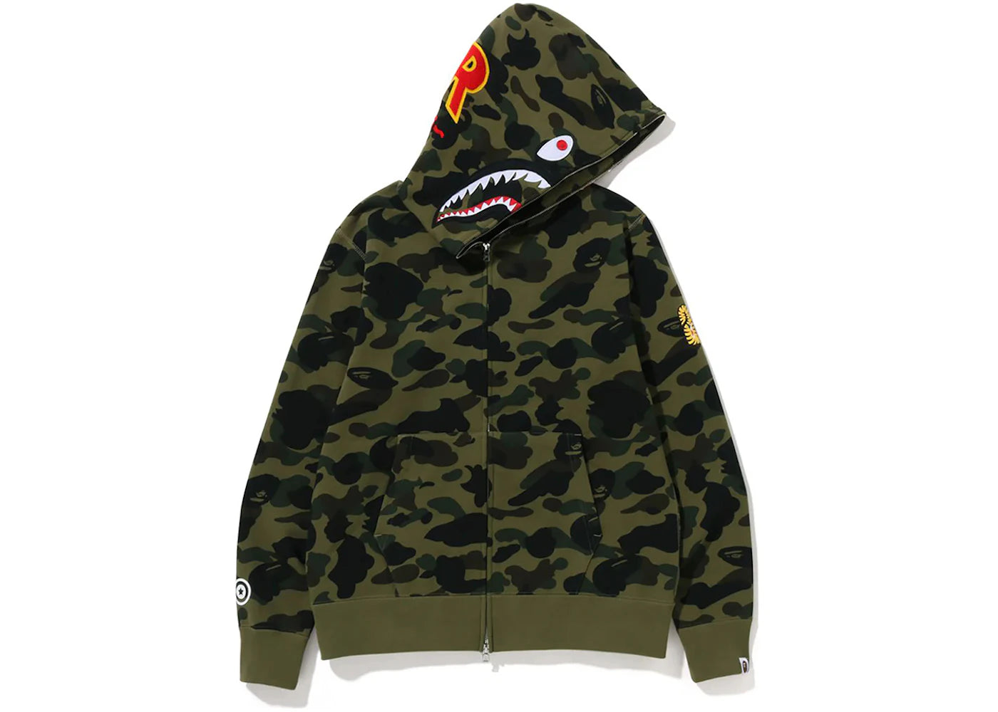 BAPE 1st Camo 2nd Shark Full Zip Hoodie Green