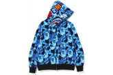 BAPE Flame Shark Full Zip Hoodie Sax