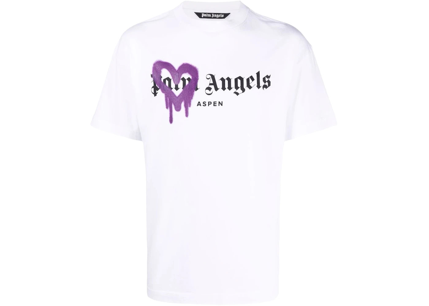 Palm Angels Aspen Sprayed Logo Purple Tee White Purple