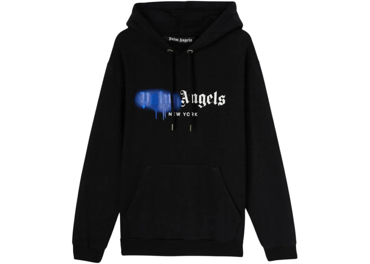 Palm Angels New York Sprayed Logo Hoodie Black/Blue