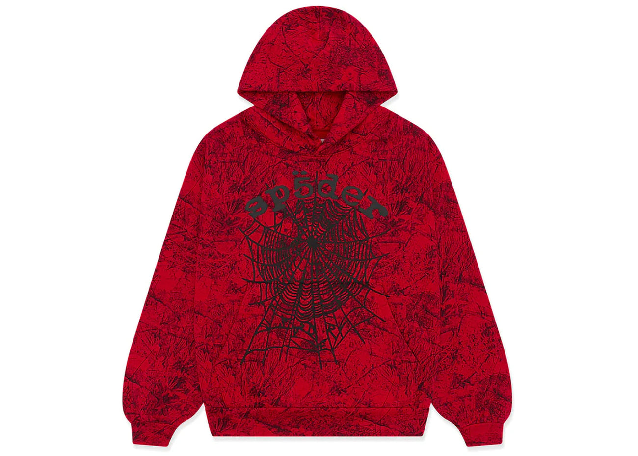 Sp5der OG Tree Camo Hoodie Red