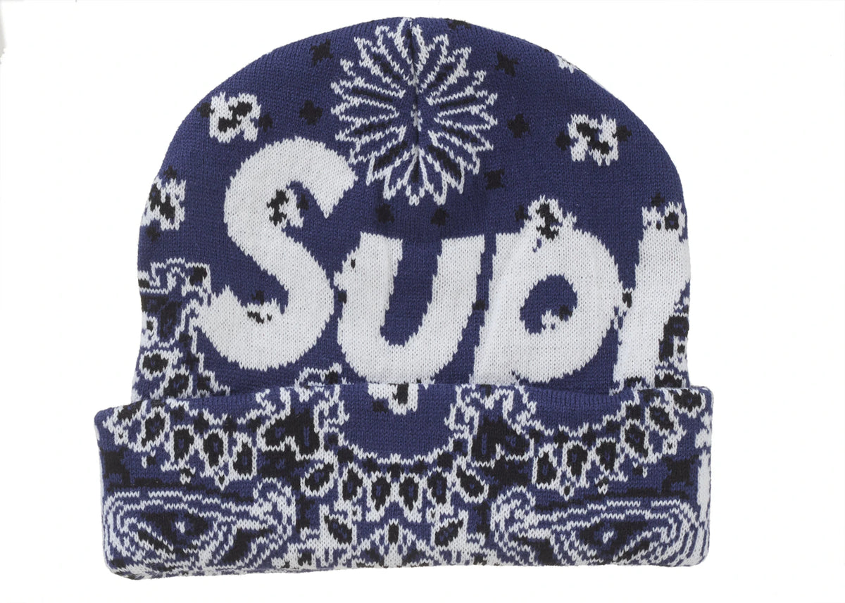 Supreme Bandana Logo Beanie Blue