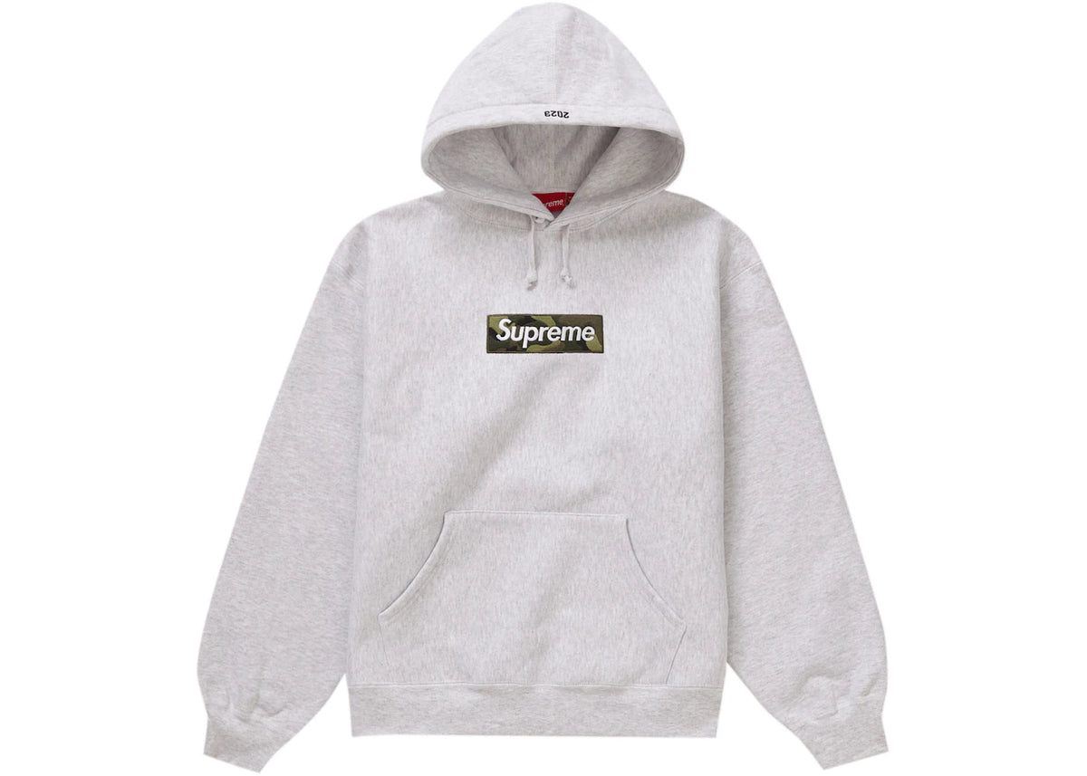 Supreme Camo Box Logo Grey Hooded Sweatshirt (FW23)