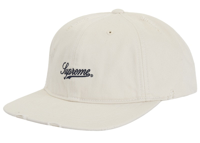 Supreme Distressed Script 6-Panel White