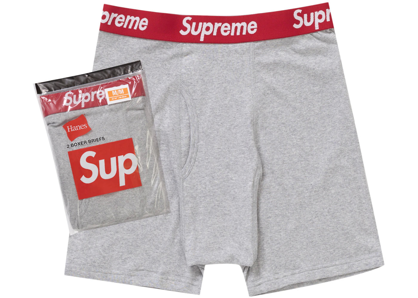 Supreme Hanes Boxer Briefs (2 Pack) Heather Grey