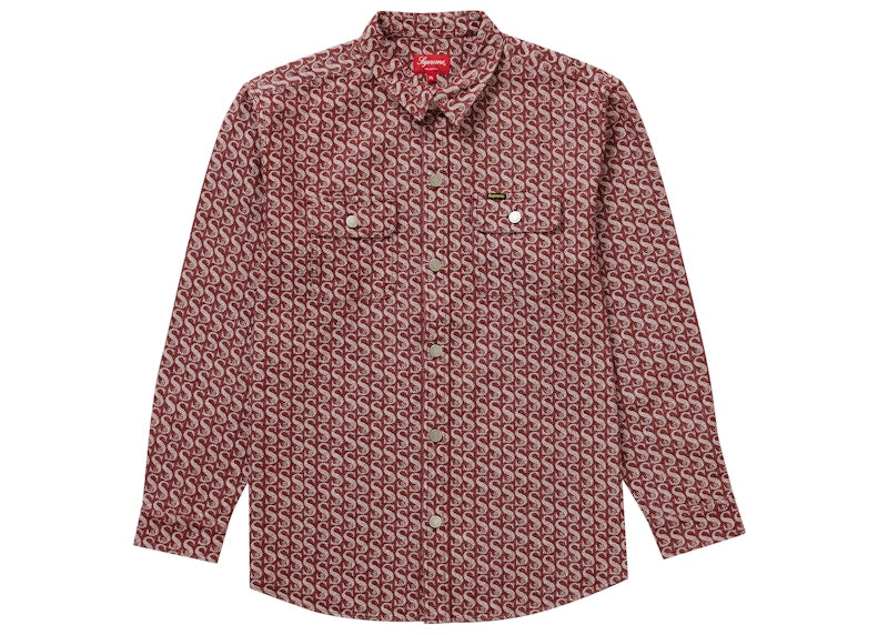 Supreme Monogram Denim Shirt Red