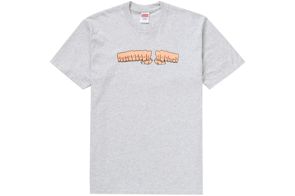 Supreme Toy Machine Fist Tee Ash Grey