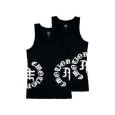 Mixed Emotions 2 Pack Black Script Tank Tops