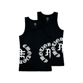 Mixed Emotions 2 Pack Black Script Tank Tops