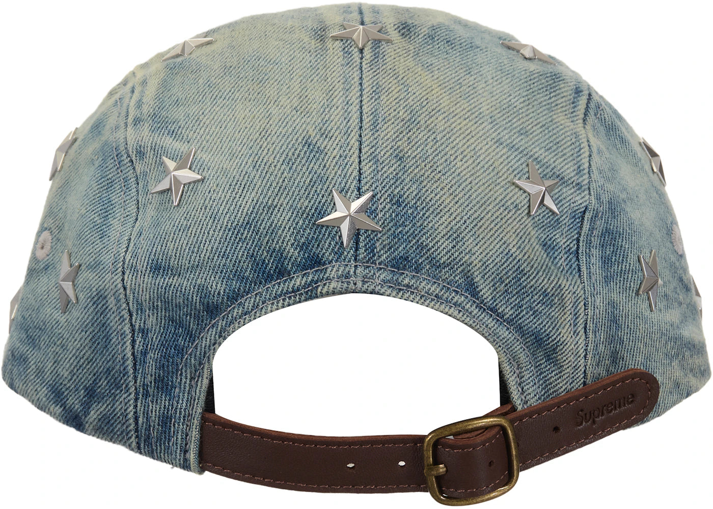 Supreme Stars Studded Denim Camp Cap Washed Indigo