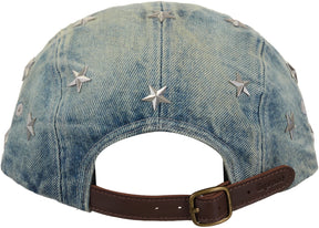 Supreme Stars Studded Denim Camp Cap Washed Indigo