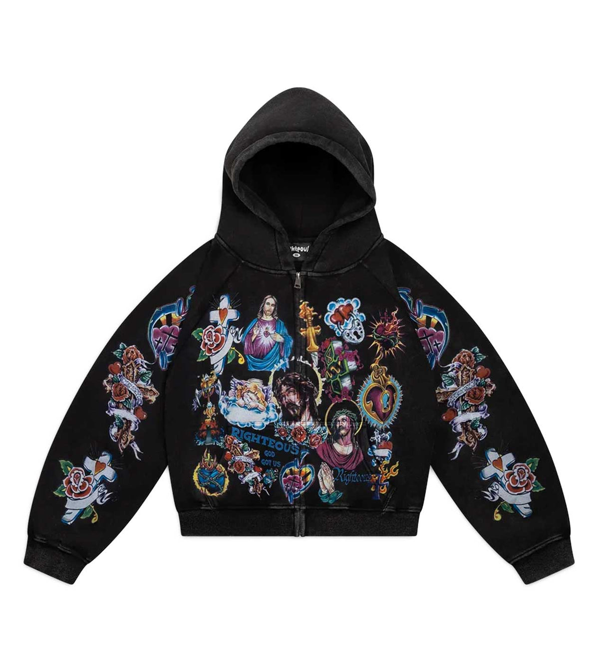 Righteous Risen King Zip Up Hoodie Black