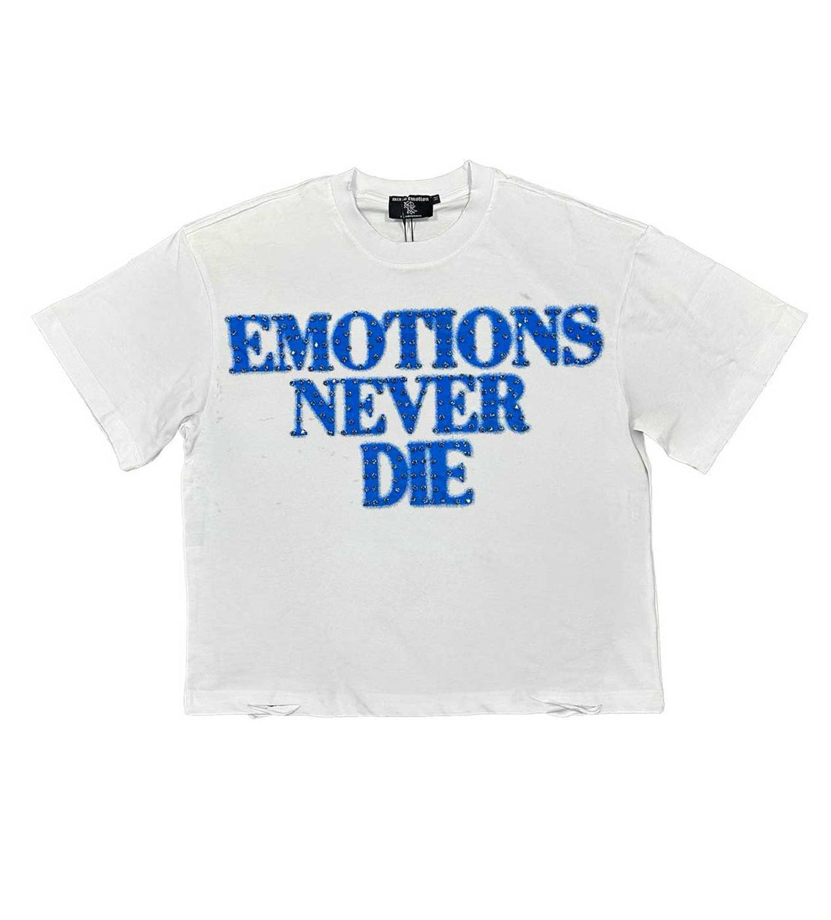 Mixed Emotions ‘End’ Rhinestone Tee Blue