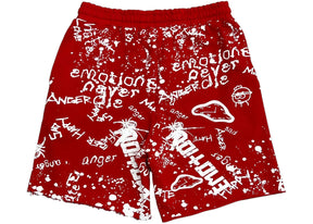 Mixed Emotion Graffiti Shorts Red