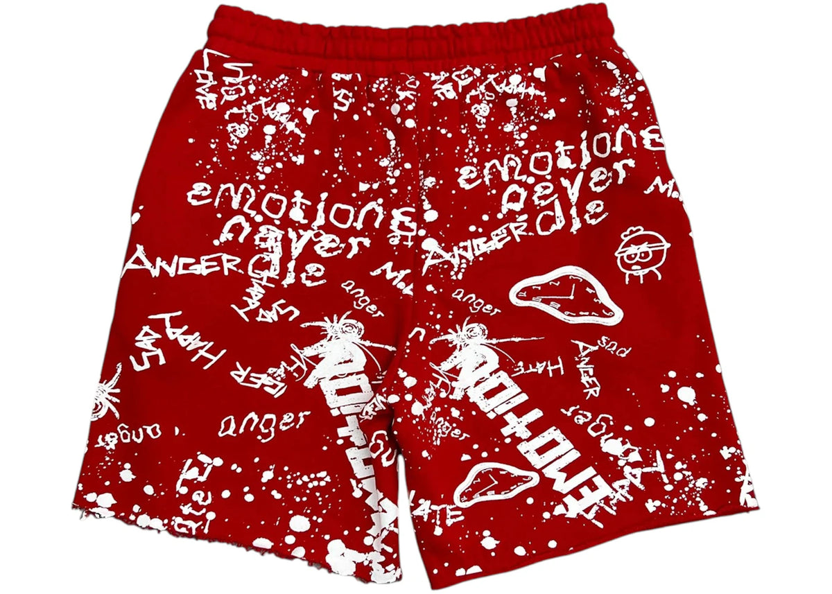 Mixed Emotion Graffiti Shorts Red