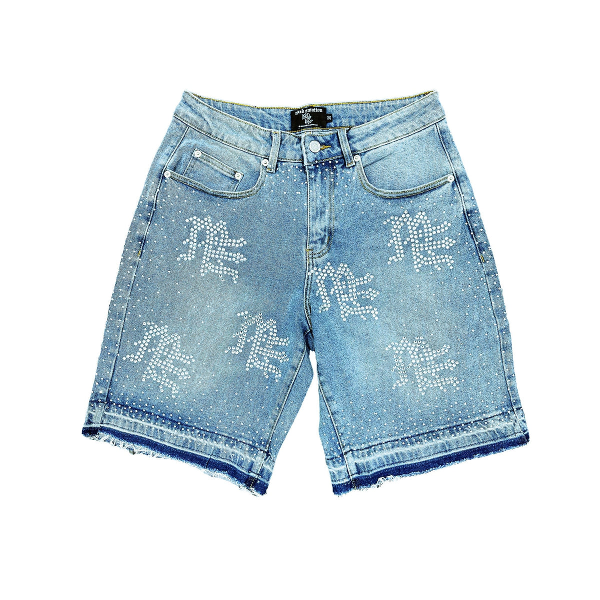 Mixed Emotions 'ME' Rhinestone Denim Shorts