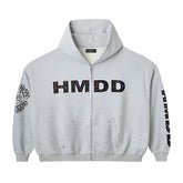 Happy Memories Don't Die HMDD Chimstone Heather Grey Zip Up Hoodie