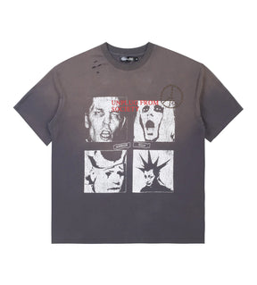 Boredom Kills Scream Studded Tee Grey