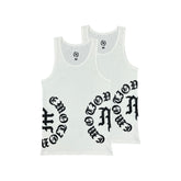 Mixed Emotions 2 Pack White Script Tank Tops