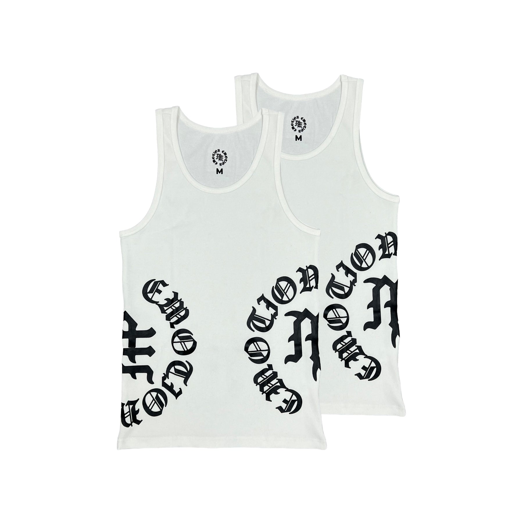Mixed Emotions 2 Pack White Script Tank Tops