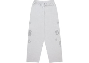 Sp5der Rhinestone Beluga V2 Wide Leg Sweatpant Heather Grey
