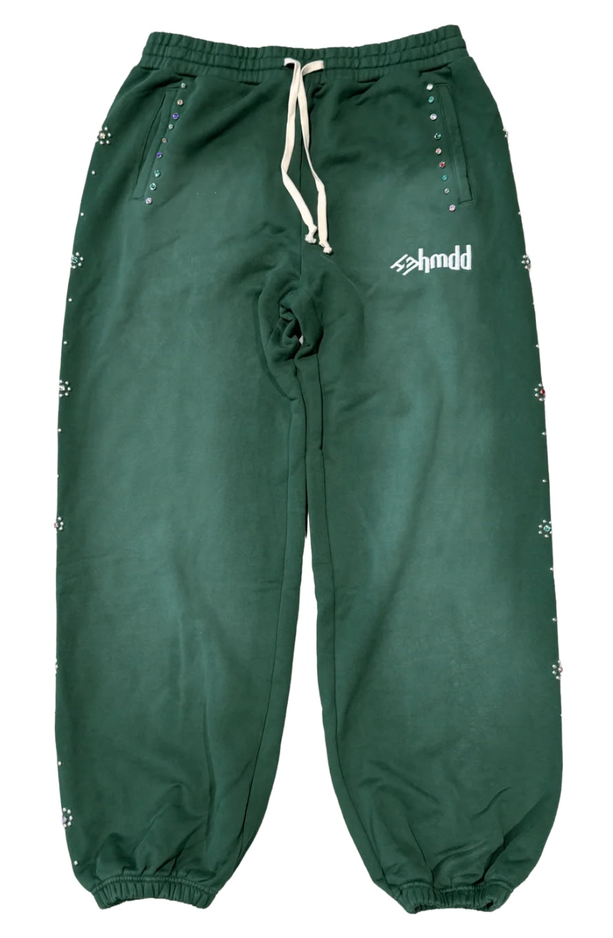Happy Memories Don't Die Flower Studded Scrunch Sweats "Green"