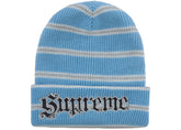 Supreme Metallic Stripe Beanie Light Blue