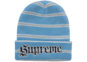 Supreme Metallic Stripe Beanie Light Blue