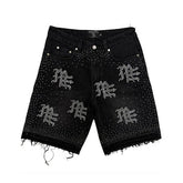 Mixed Emotions Black “ME” Rhinestone Denim Shorts