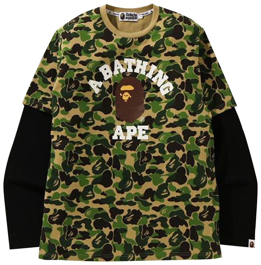 Bape ABC Camo College Layered L/S Tee Green