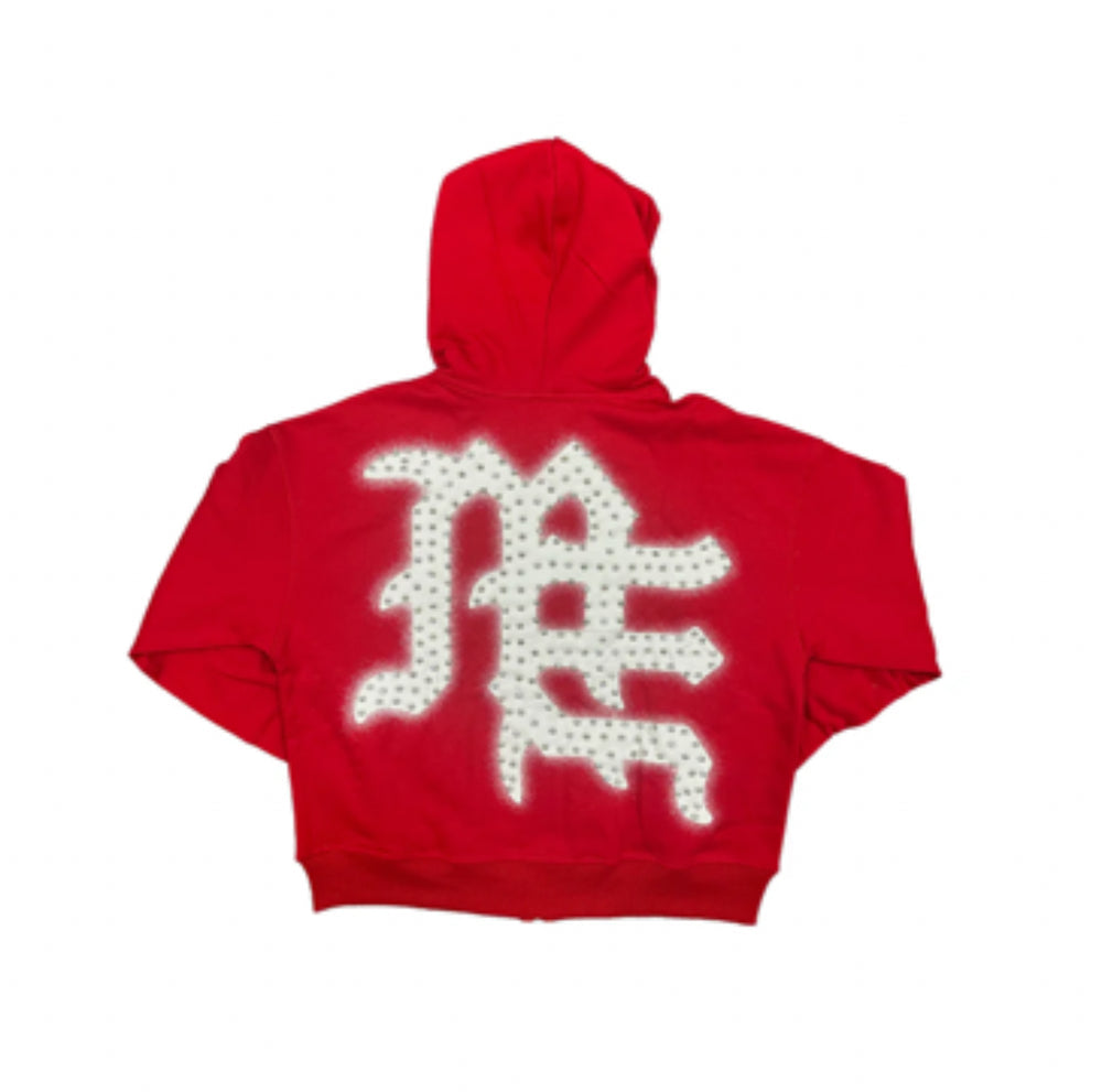 Mixed Emotions Red End Rhinestone Hoodie