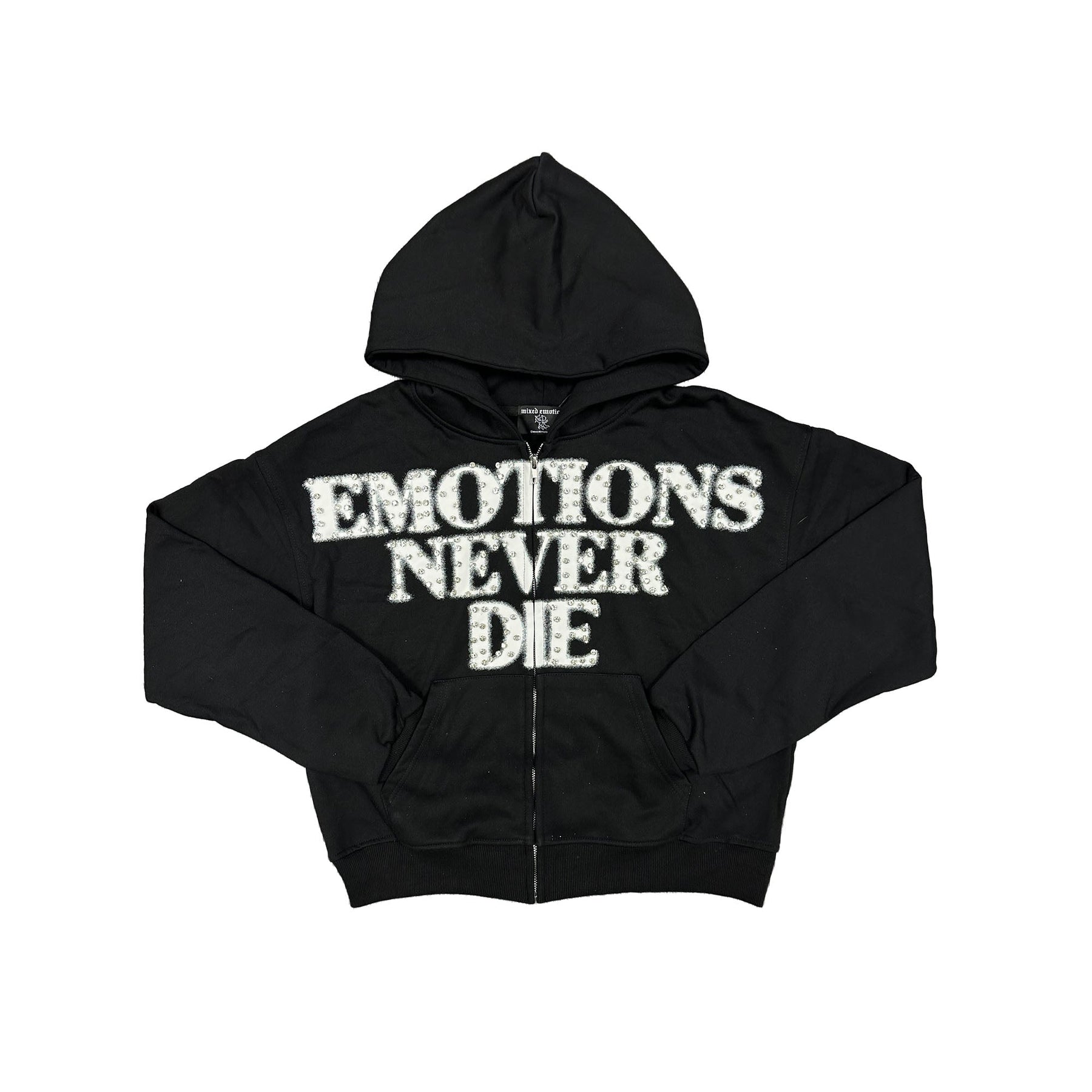 Mixed Emotions Black End Rhinestone Hoodie
