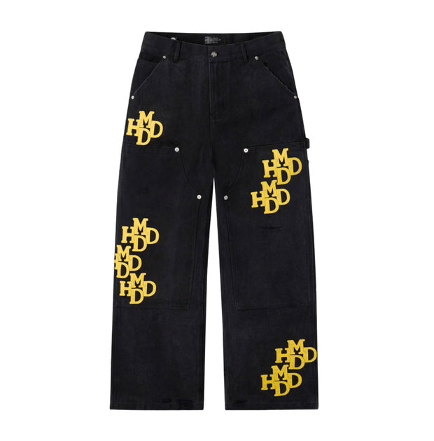 Happy Memories Don't Die Yellow Patch Cord Double Knee Pants