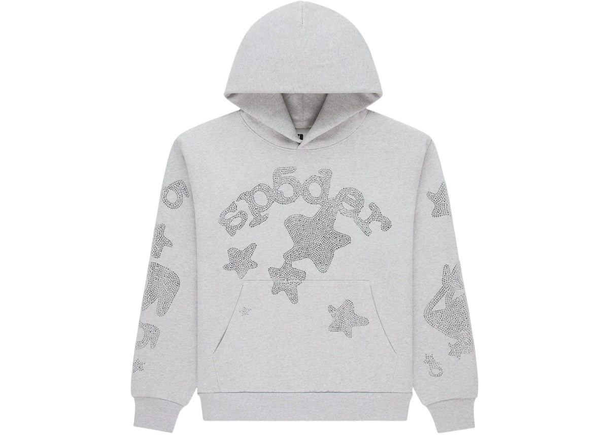 Sp5der Rhinestone Beluga Hoodie Heather Grey