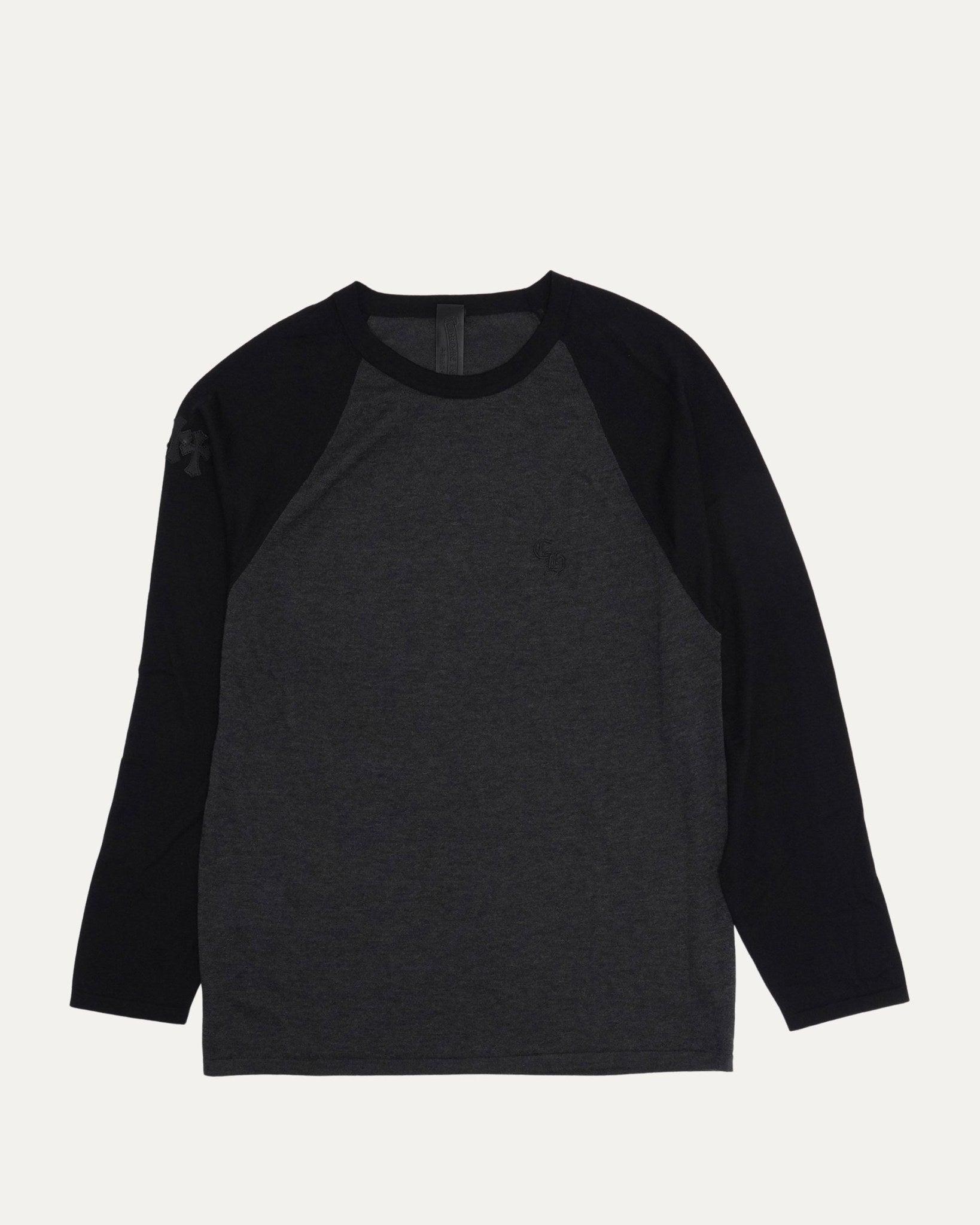 Chrome Hearts Silk Blend Cross Patch Long Sleeve Raglan T-Shirt