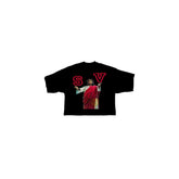 Saint Vanity Jesus Cropped Crewneck Tee Black