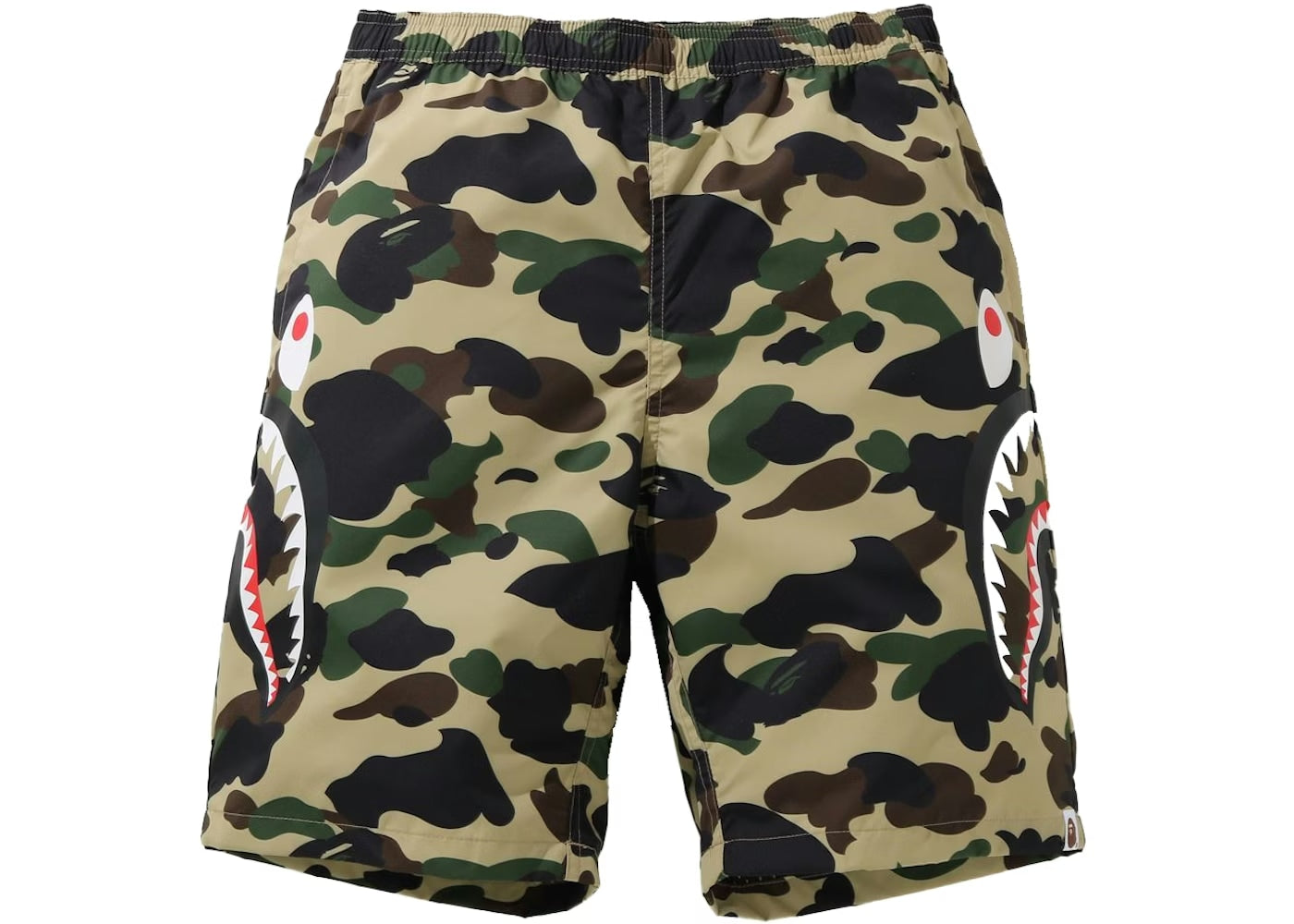BAPE 1st Camo Side Shark Beach Shorts Yellow
