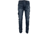 Purple Brand Black Resin Knee Slit Jean Black